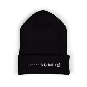 the "[anti-social/clothing]" beanie
